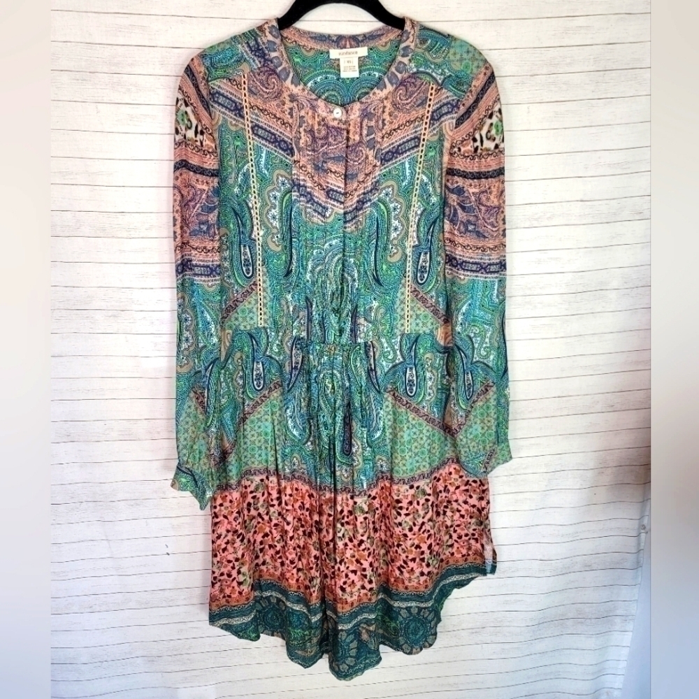 SUNDANCE FLORAL BOHO MIDI DRESS, SZ XS